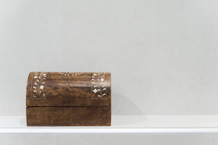 hand painted wooden chest close upの写真素材