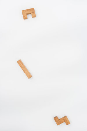 Wooden puzzle pieces as backgroundの写真素材