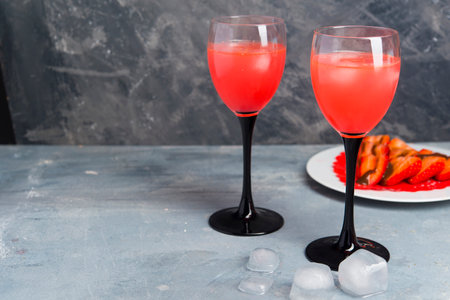 Cockteil of strawberry for romantinc scene close upの写真素材