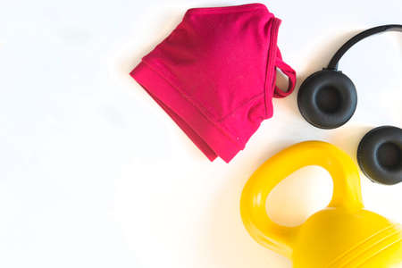 fitness at home with music in headphones