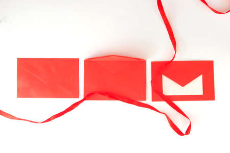 envelope letter red with ringの写真素材