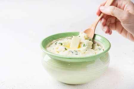 Colcannon, traditional Irish dish with mashed potatoes and cabbageの写真素材