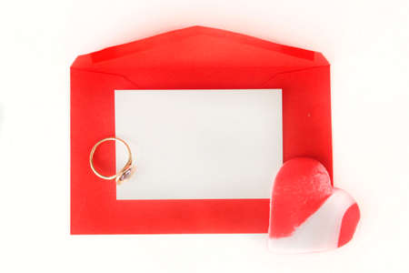 red letter envelope on white backgroundの写真素材