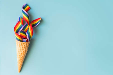 LGBT ice cream cornの写真素材