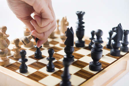 Chess fight in white background