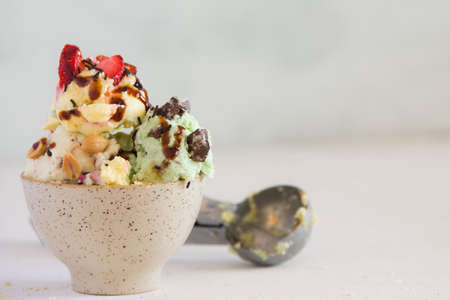 Ice cream of different fruitsの写真素材