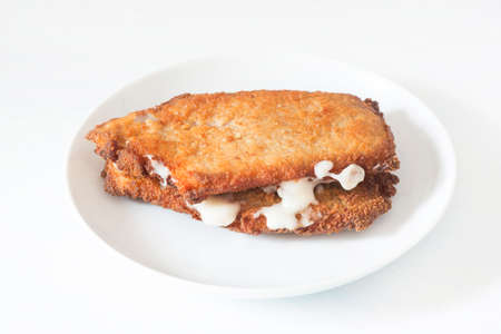 tenderloin booklets stuffed with ham and cheese (libritos san jacobo spanish food)の写真素材