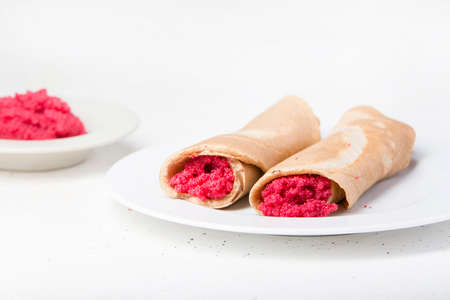 Blinis (crepes with red caviar typical of the Russian carnival)の写真素材