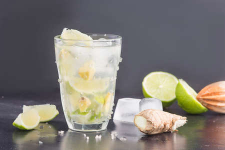 Ginger, lime and cava cocktailの写真素材