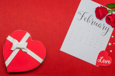 February Calendar, valentine day with toppingsの写真素材