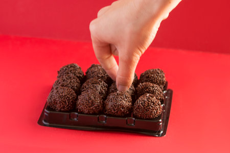 brigadeiro is a typical sweet of Brazilian gastronomyの写真素材