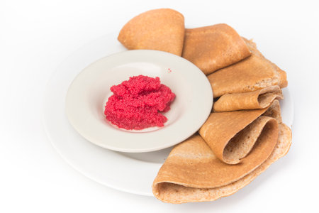 Blinis (crepes with red caviar typical of the Russian carnival)の写真素材