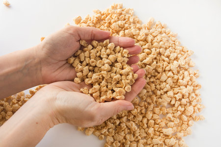 fat grain textured soybeansの写真素材