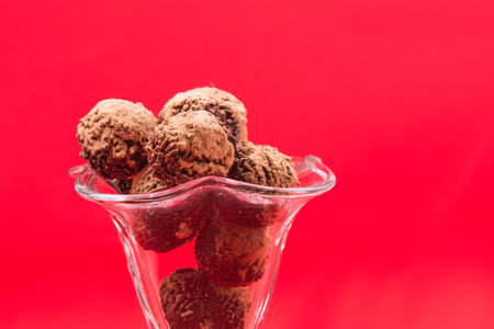 Brigadeiro is a typical sweet of Brazilian gastronomyの写真素材