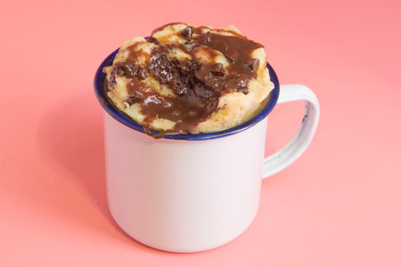Mug cake with chocolate close upの写真素材