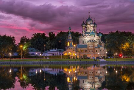 Evening view of the Church of the Holy Trinity in Ostankino