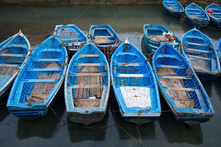 Fishing boats in Essaouira, Moroccoの写真素材