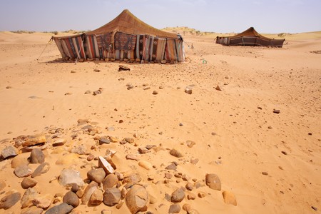 The bedouins tent in the sahara, moroccoの写真素材