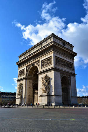 Paris and blue sky, France. Arc de Triomphe one of the most famous monuments in Paris,