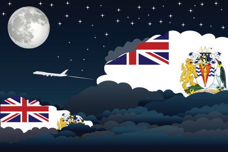 British Antarctic Territory Airplane Night Clouds Vector Illustrationのイラスト素材