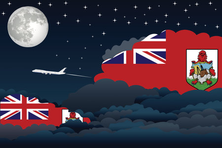 Bermuda Airplane Night Clouds Vector Illustrationのイラスト素材