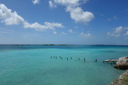 Broken Jetty in Tropical Oceanの写真素材