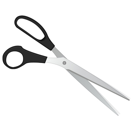 illustration realistic illustrations black steel scissors on a white backgroundのイラスト素材
