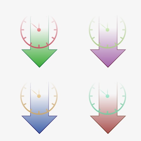 Clock and arrow merge with a white backgroundのイラスト素材