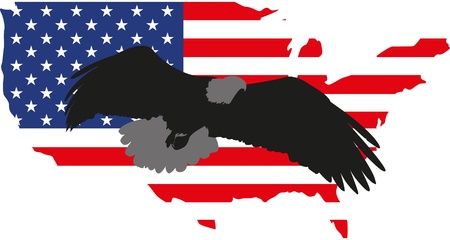 illustration silhouette eagle and Americaのイラスト素材