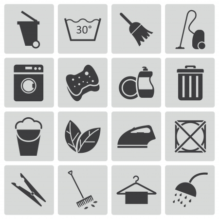 black  cleaning icons setのイラスト素材