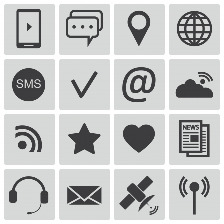 black  communication icons setのイラスト素材