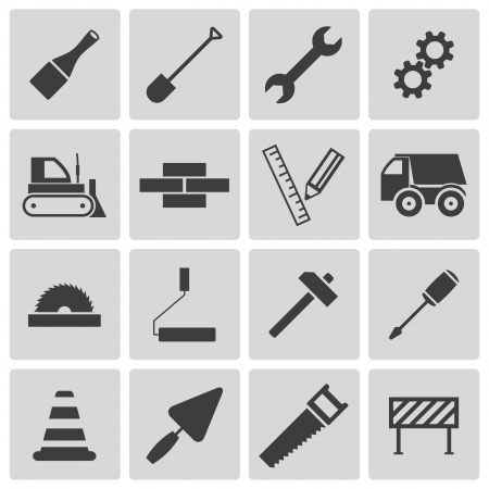 black  construction icons setのイラスト素材