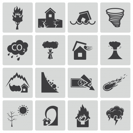 black  disaster icons setのイラスト素材