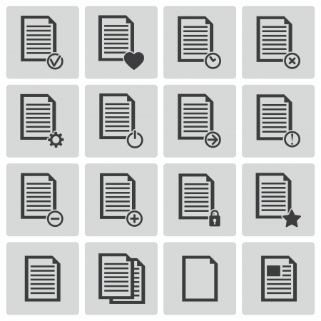 black  document icons setのイラスト素材