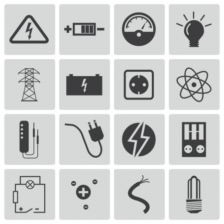 black  electricity icons setのイラスト素材