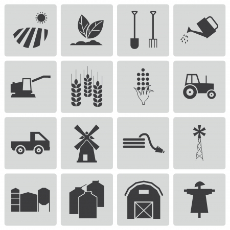 black  farming icons setのイラスト素材