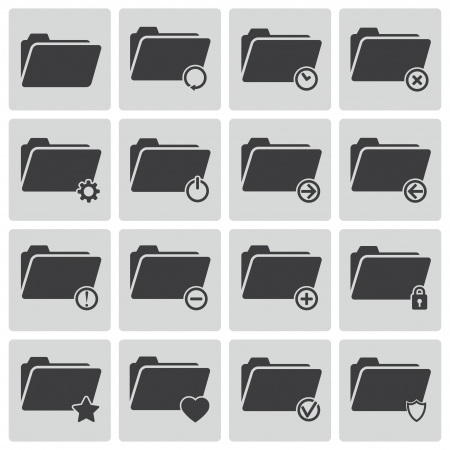 black  folder icons setのイラスト素材