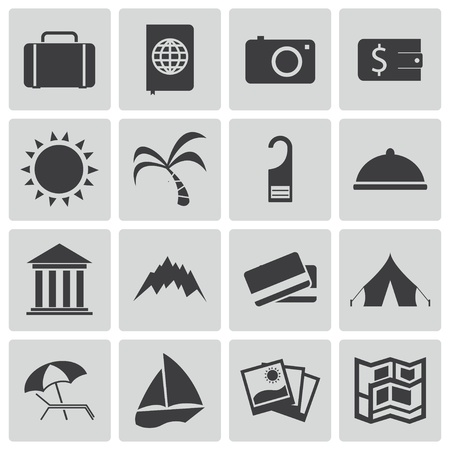 Vector black  travel icons setのイラスト素材