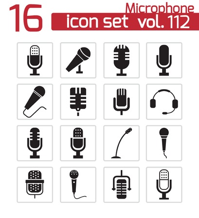 Vector black  microphone  icons setのイラスト素材