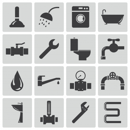 Vector black  plumbing  icons setのイラスト素材