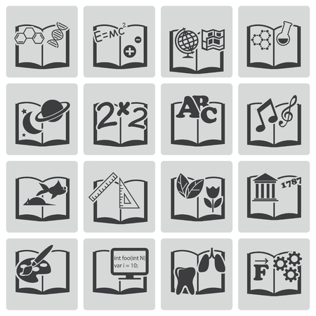 Vector black schoolbooks icon setのイラスト素材
