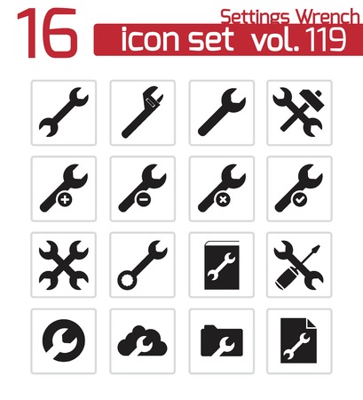 Vector black  settings wrench   icons setのイラスト素材