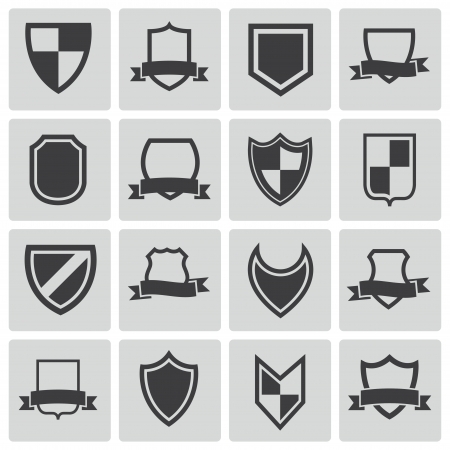 Vector black icon shield icons setのイラスト素材