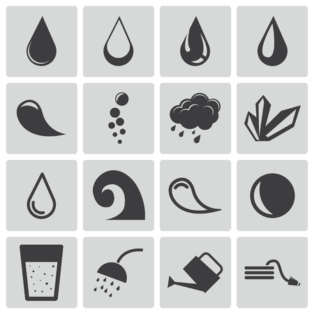Vector black water icons setのイラスト素材