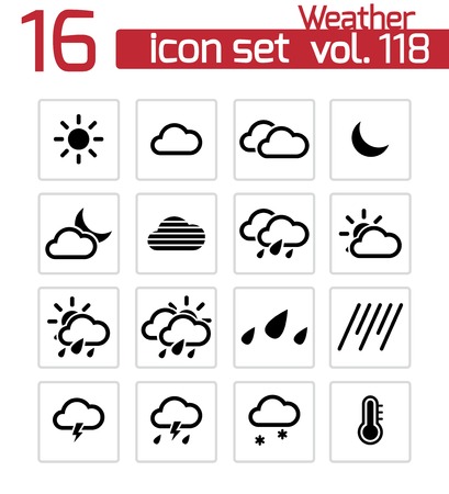 Vector black  weather   icons setのイラスト素材
