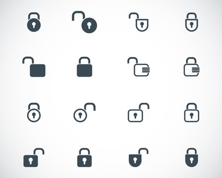 black  lock  icons setのイラスト素材