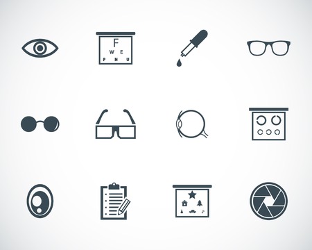 black  optometry  icons setのイラスト素材