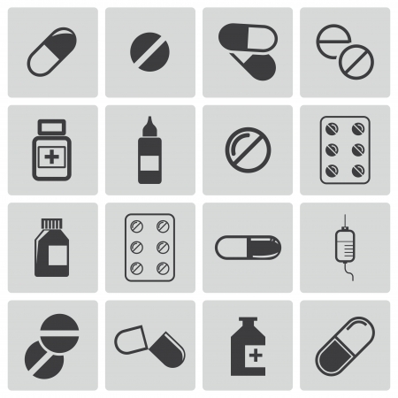 black pills icon setのイラスト素材