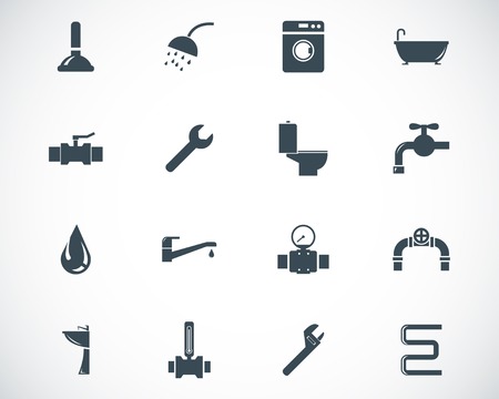 black  plumbing  icons setのイラスト素材