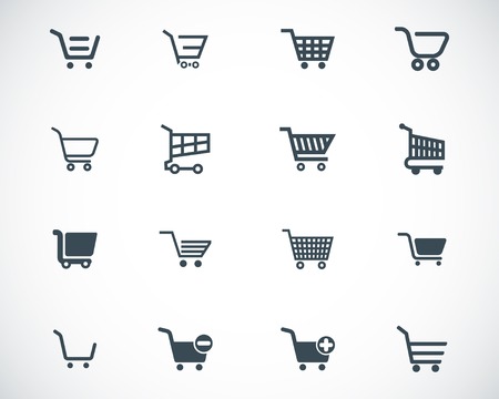 black  shopping cart  icons setのイラスト素材